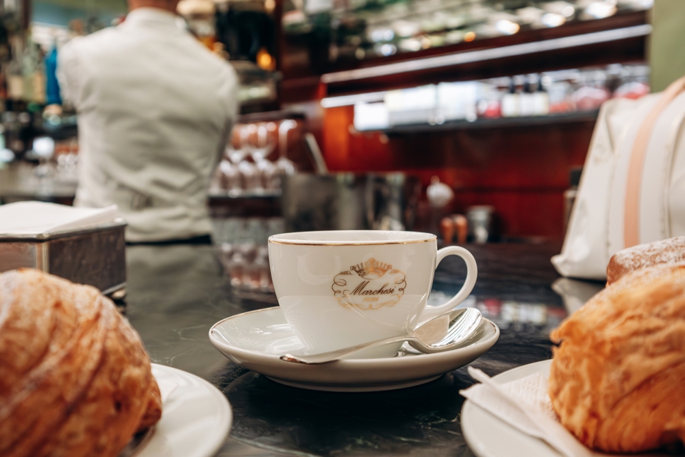 Coffee and pastries at Marchesi 1824, Galleria Vittorio Emanuele, Milan